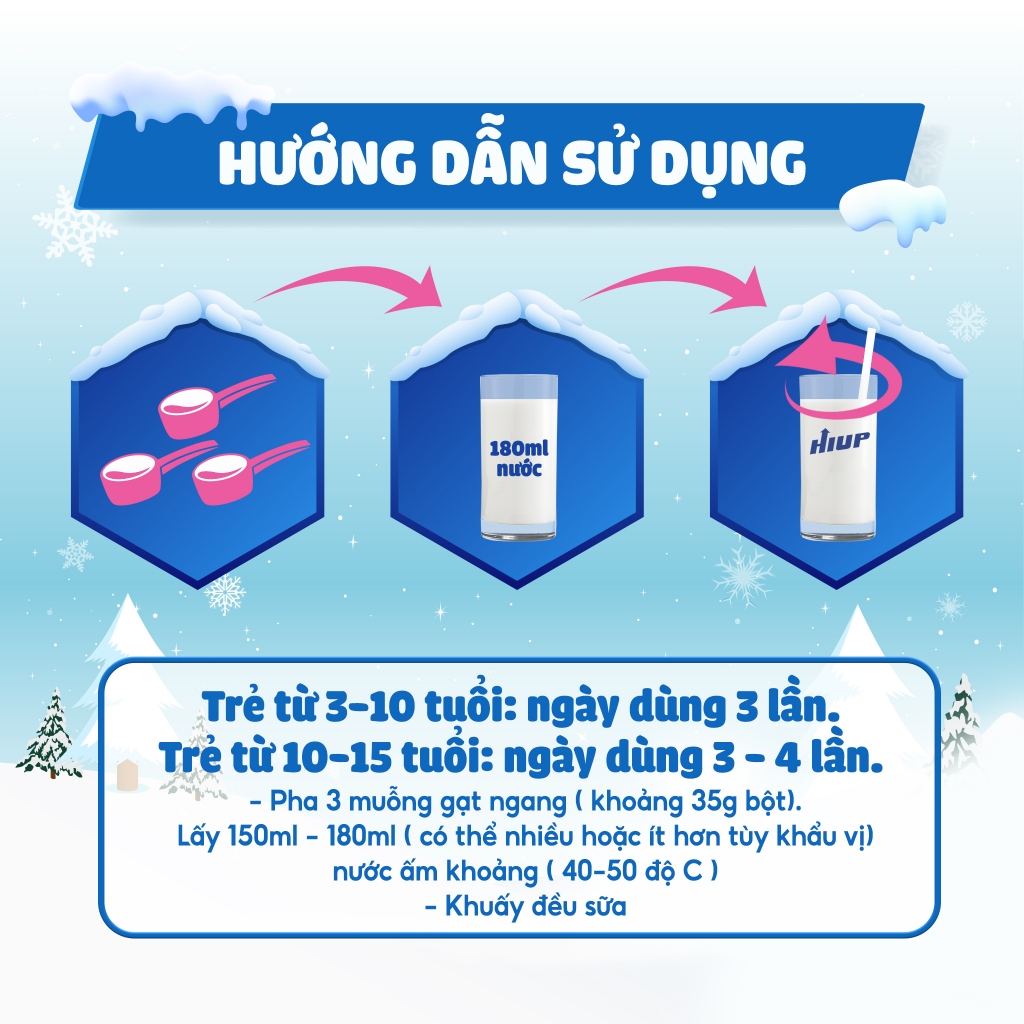 Sữa bột HIUP tăng chiều cao, tăng cân cho trẻ từ 2 đến 15 tuổi - Hộp 650gram