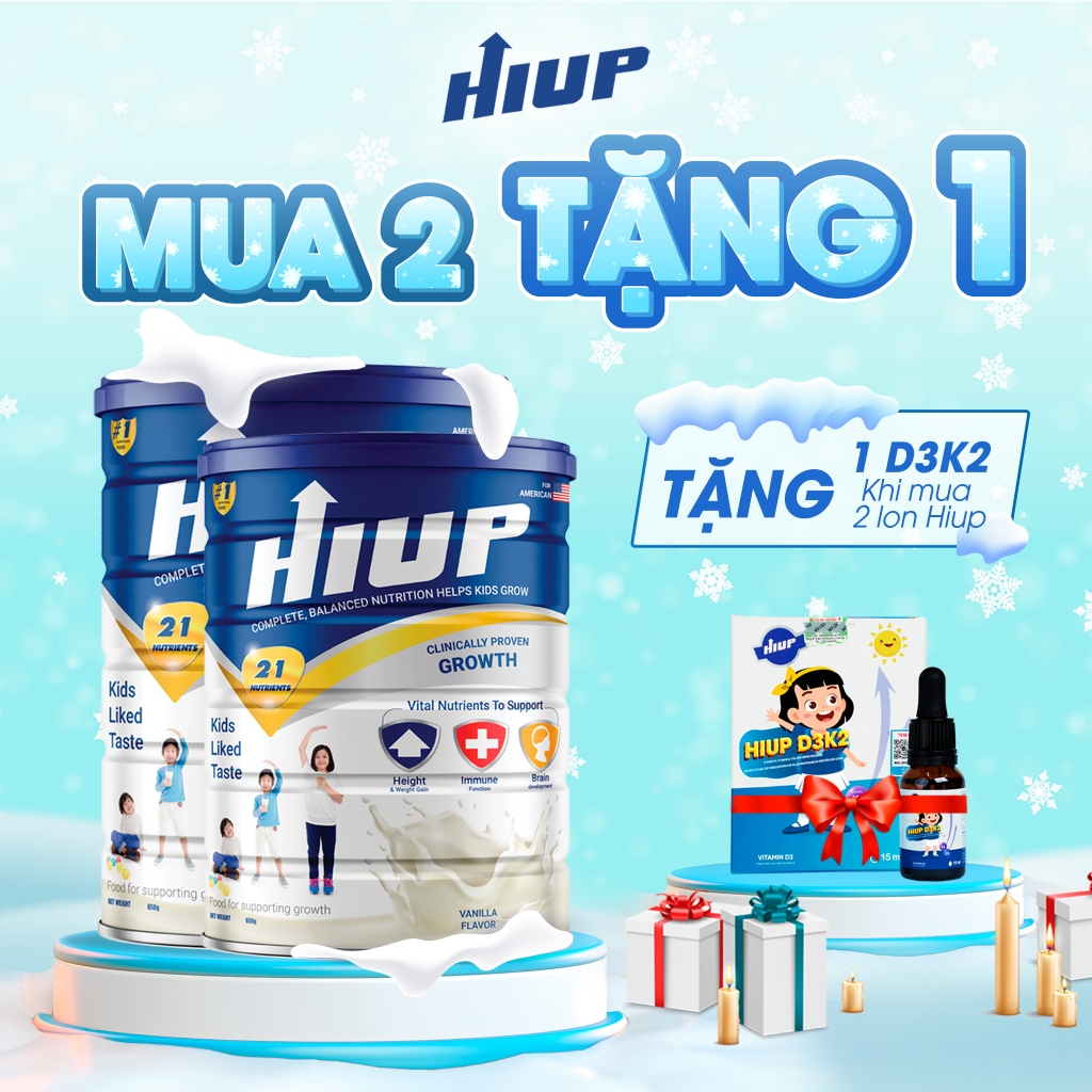 Combo 2 hộp sữa bột HIUP tăng chiều cao cho trẻ từ 2 đến 15 tuổi