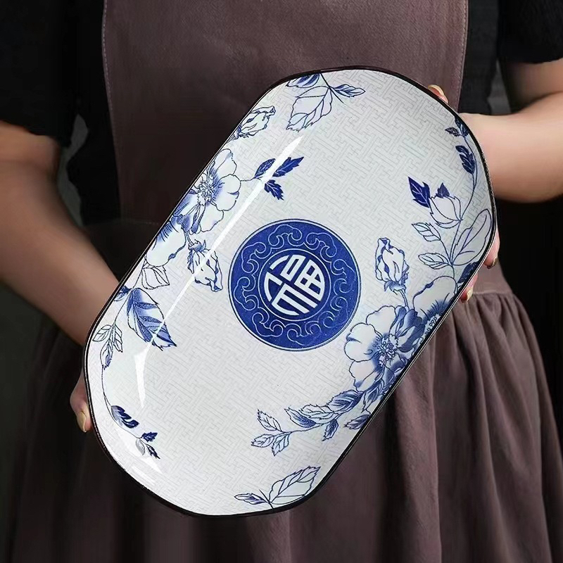 DĨA TRÒN GỐM SỨ HOA VĂN 4D CHỮ PHÚC - SIZE 6,7,8,9