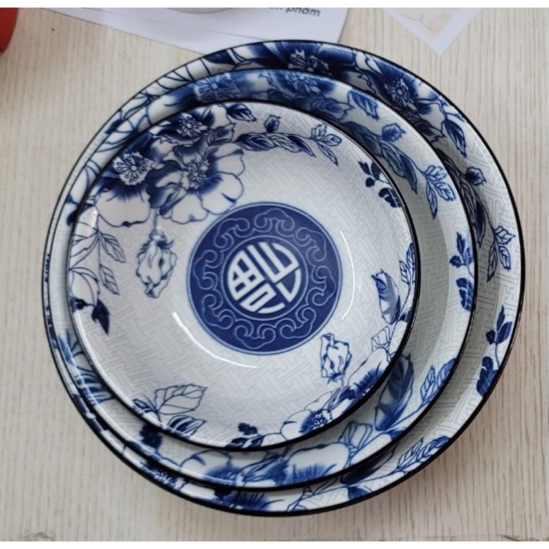 DĨA TRÒN GỐM SỨ HOA VĂN 4D CHỮ PHÚC - SIZE 6,7,8,9