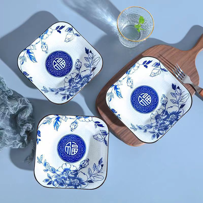 DĨA TRÒN GỐM SỨ HOA VĂN 4D CHỮ PHÚC - SIZE 6,7,8,9