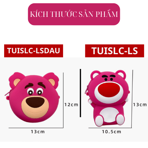 Túi đeo chéo hình gấu dâu lotso hoạt hình dễ thương cho bé gái, túi xinh cho bé