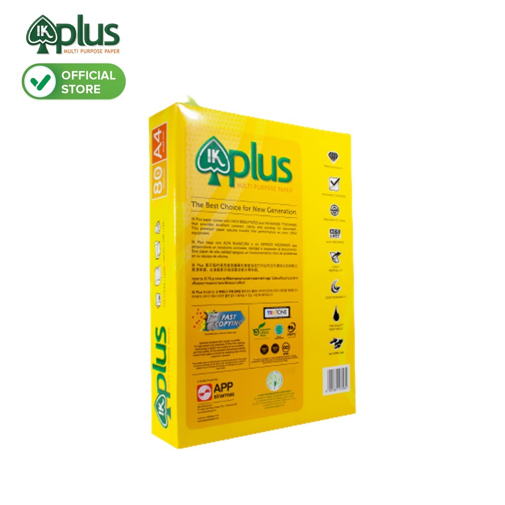 Combo 5 ream giấy A4 80 gsm IK Plus-02  - Hàng nhập khẩu Indonesia