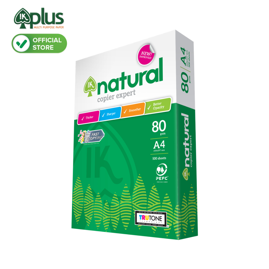1 Ream giấy IK Natural A4 80gsm - Giấy photo, giấy in văn phong, giấy vẽ - Hàng chính hãng