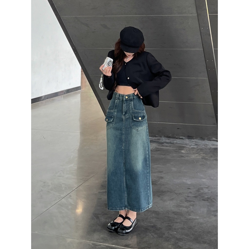 Chân váy Jeans cạp cao túi nắp - 247store.vn - Cvjean2tui212_P0K27