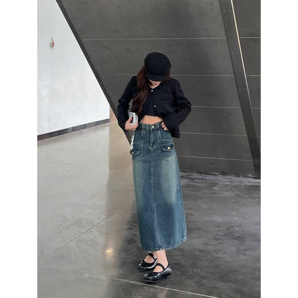 Chân váy Jeans cạp cao túi nắp - 247store.vn - Cvjean2tui212_P0K27