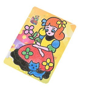 Tranh cát A6 nền vàng size 16x12cm có sẵn 5 túi cát Téppi