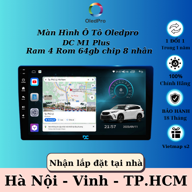 Màn Hình Android Ô TÔ DC M1 PLUS Ram 4GB, Rom 64GB Chip 8 Nhân Liền Camera 360 siêu mượt