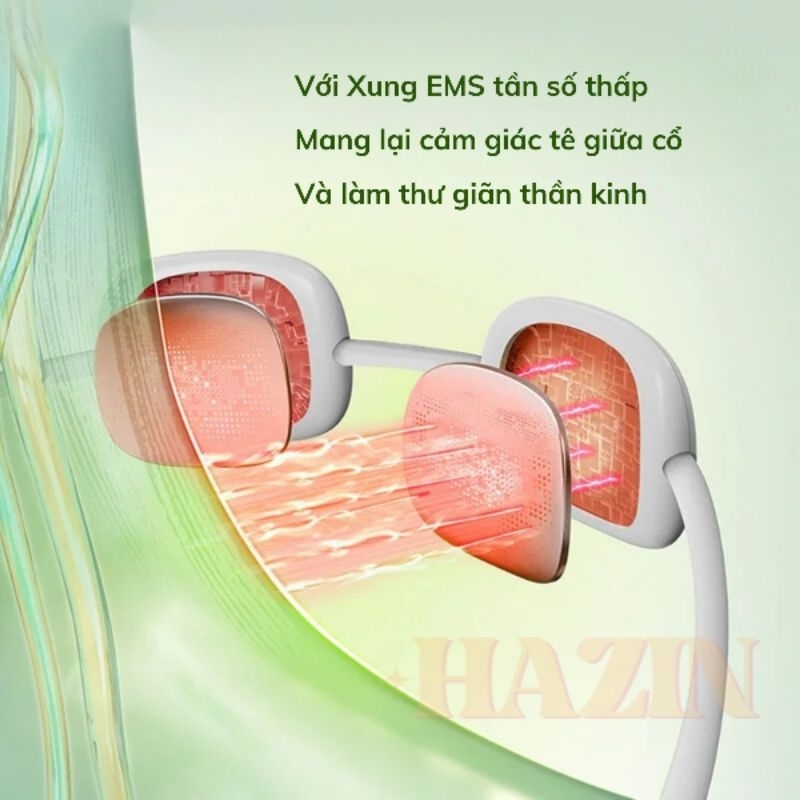 Máy Massage cổ vai gáy sưởi ấm 3 mức nhiệt,máy massage mini Hazin 15cường độ 4chế độ xoa bóp sâu giãn cơ giảm đau mỏi cổ