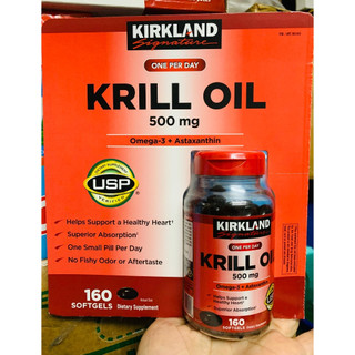 Dầu nhuyễn thể kirkland krill oil 500mg 160 viên dầu krill 160 viên