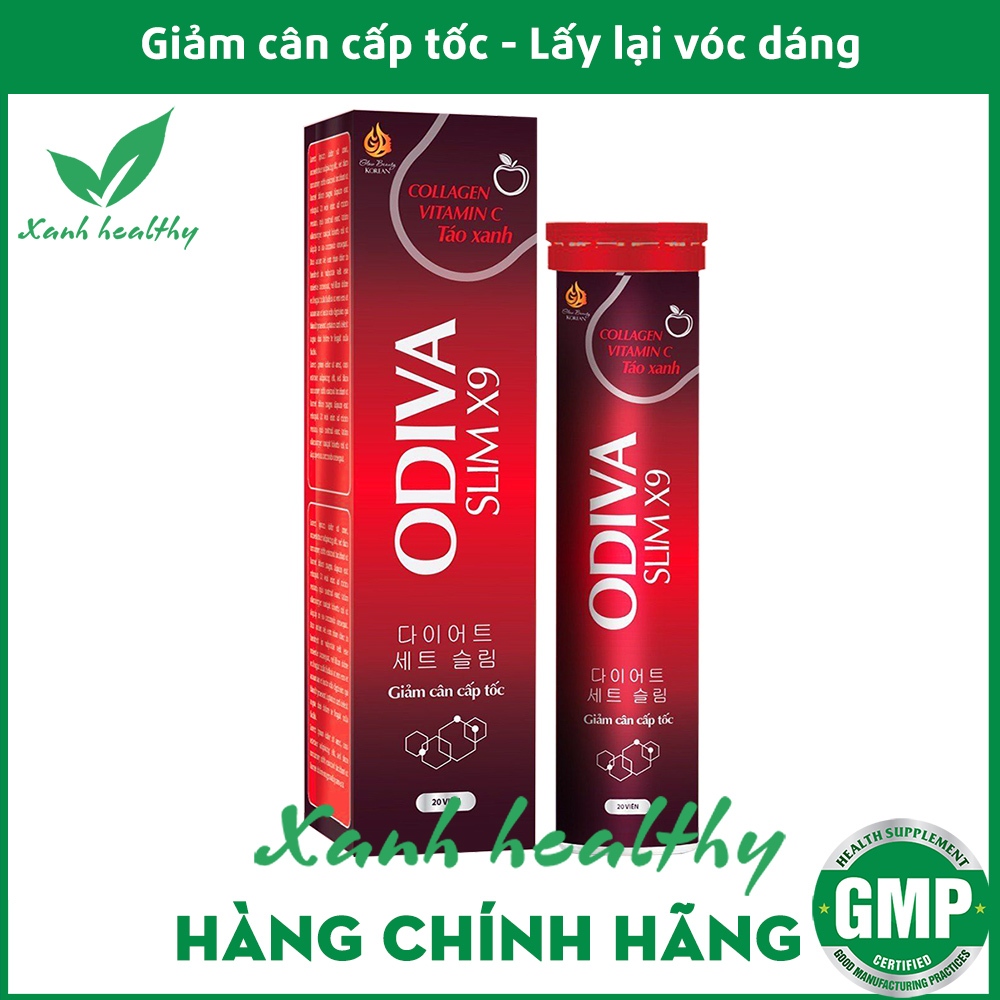 Viên sủi giảm cân ODIVA Slim X9  lựu đỏ lá sen giảm chất béo trong cơ thể, giảm mỡ thừa, giúp đẹp da, giảm nám