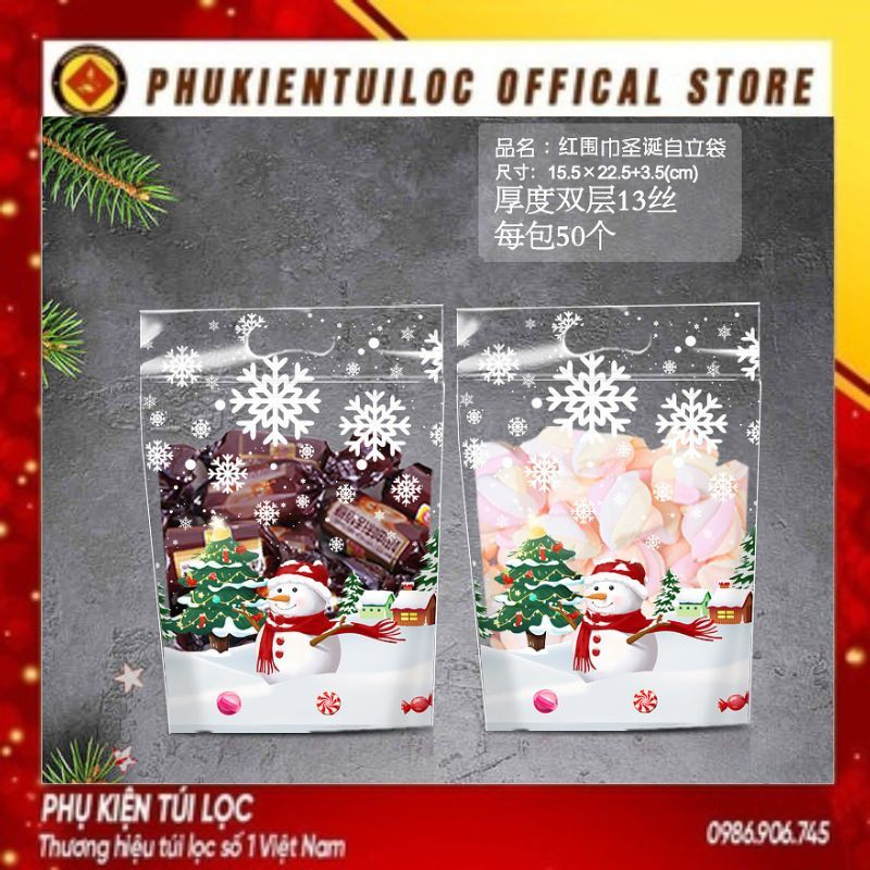 Combo 50-100 Túi đựng bánh kẹo giáng sinh, NGƯỜI TUYẾT nhiều kích thước- Phukientuiloc