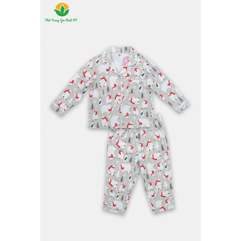 Bộ mặc nhà cho bé thu đông chất nỉ cổ tròn quần dài áo dài tay thời trang Việt Thắng B70.2222