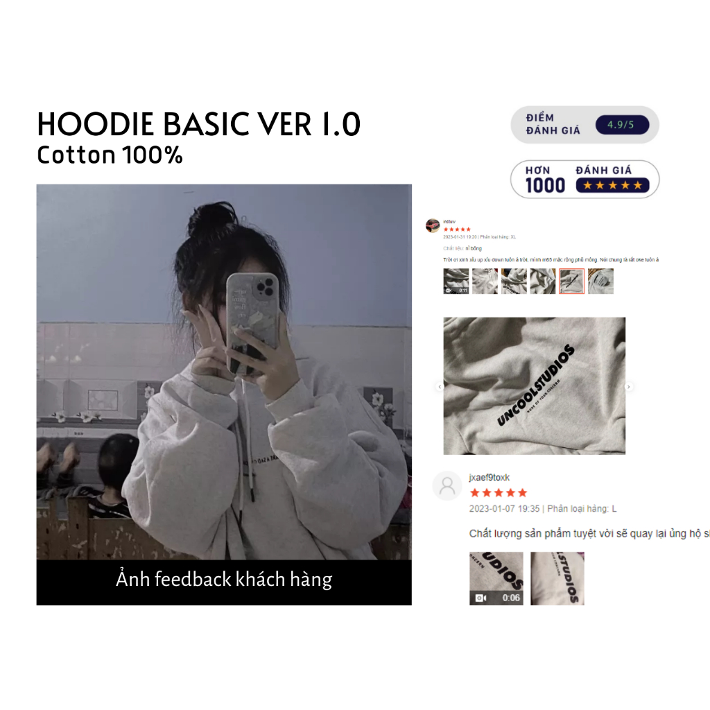 Áo Hoodie Unisex dây   trơn kiểu dáng basic, thiết kế form rộng đẹp, chất nỉ dày dặn phù hợp cho mùa thu đông