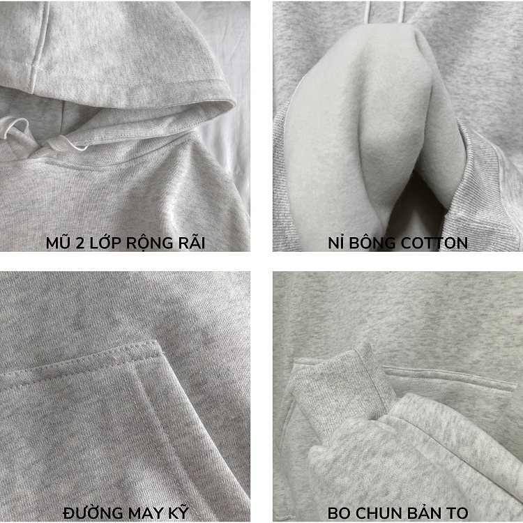 Áo Hoodie Unisex dây   trơn kiểu dáng basic, thiết kế form rộng đẹp, chất nỉ dày dặn phù hợp cho mùa thu đông