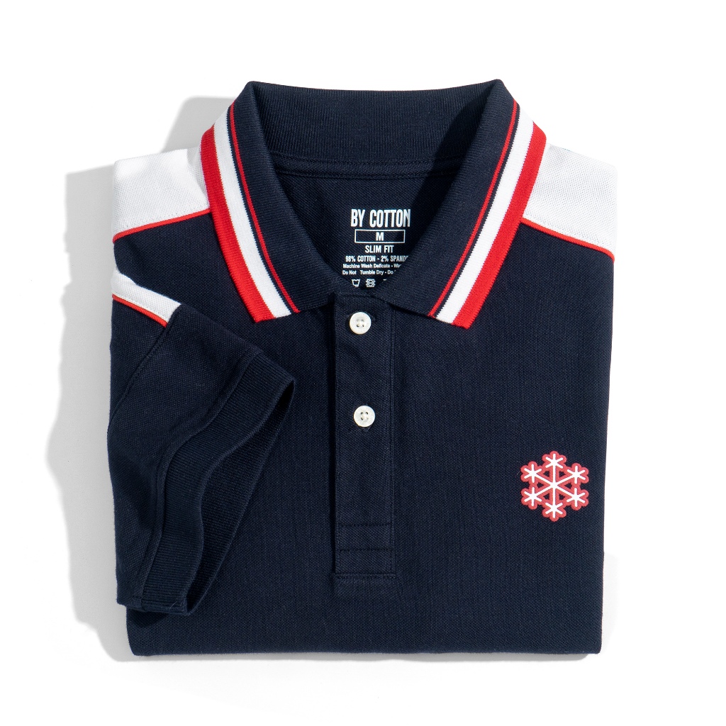 Áo Thun Nam Cao Cấp Polo Xanh Đen In Bông Tuyết BY COTTON NEW 2023