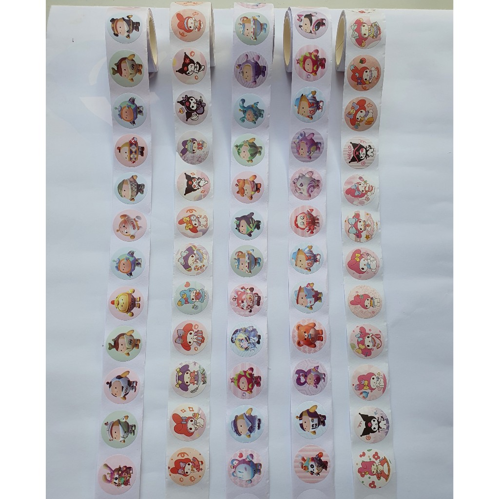 Sticker cuộn 100 hình dán cute dễ thương đẹp giá rẻ, sticker trang trí dán sổ khen thưởng học sinh