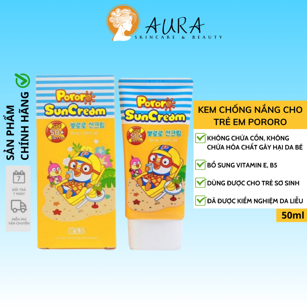 (MẪU MỚI) Kem chống nắng cho bé Pororo Hàn Quốc, Kem chống nắng dành cho trẻ sơ sinh và em bé đến 15 tuổi