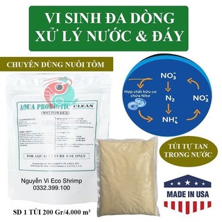 Men vi sinh bio clean xử lý nước đáy ao - hạ khí độc nhanh sau 24h dùng cho ao nuôi tôm cá túi tự tan 200g