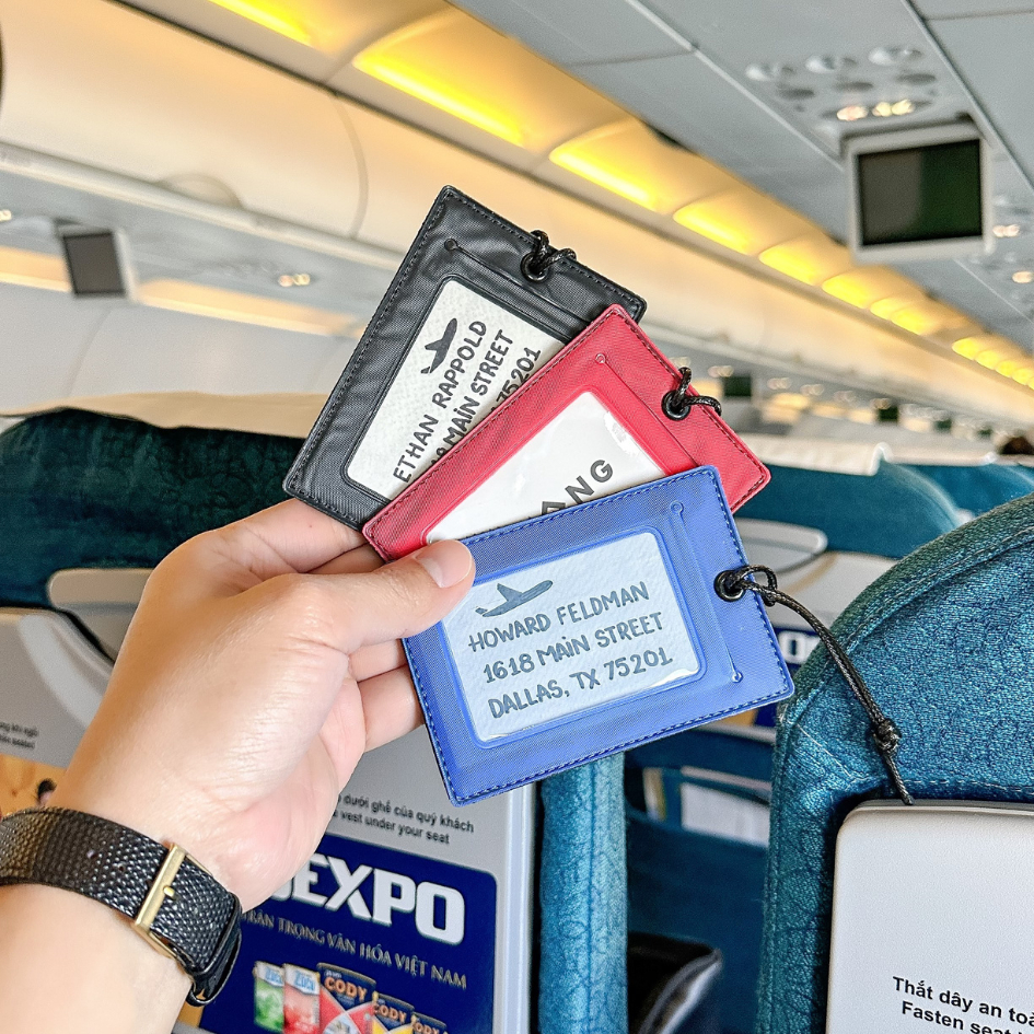 Tag hành lý da Vuông Shop®️ Plastic x Da đánh dấu vali và balo dùng hàng ngày hoặc du lich