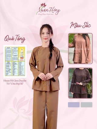 Bộ pháp phục đi chùa, bộ lam đi chùa vạt hò vải kate nhật mịn, thấm hút - pháp phục xuân hồng