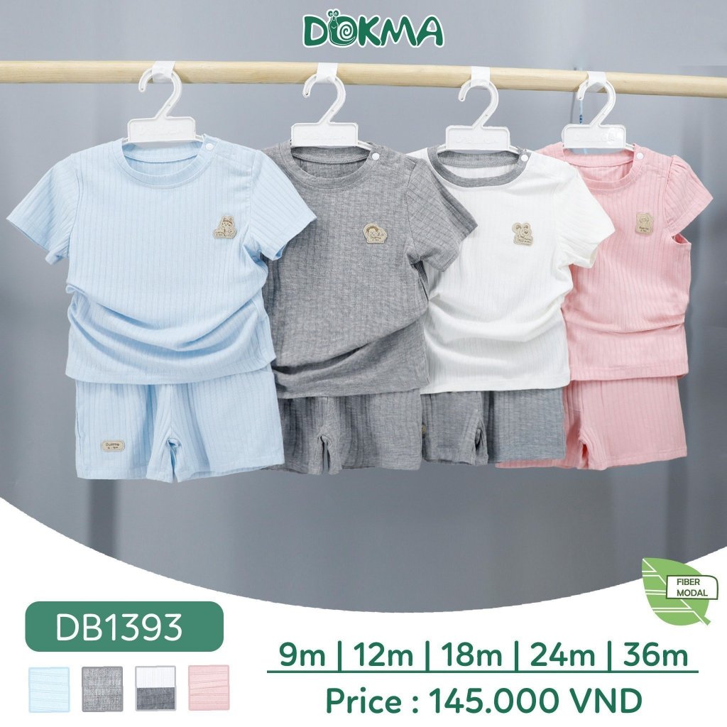 Bộ Quần Áo Cổ Tròn Cộc Tay Dokma Chất Liệu Modal Gỗ Sồi Cho Bé Từ 9 - 36 Tháng Nhiều Mẫu