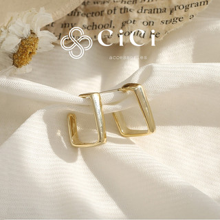 Bông tai nữ chuôi bạc 925 kiểu dáng hình học CiCi Accessories khuyên tai mạ vàng 18K phụ kiện trang sức nữ - BT113