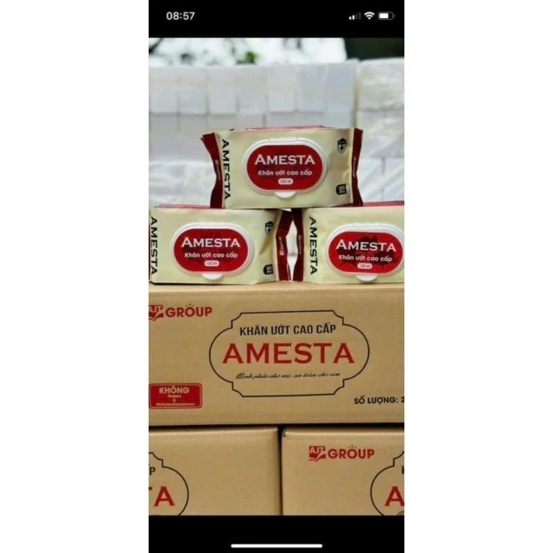 Thùng 24 gói khăn giấy ướ amesta 120 tờ không mùi không cồn an toàn cho da bé