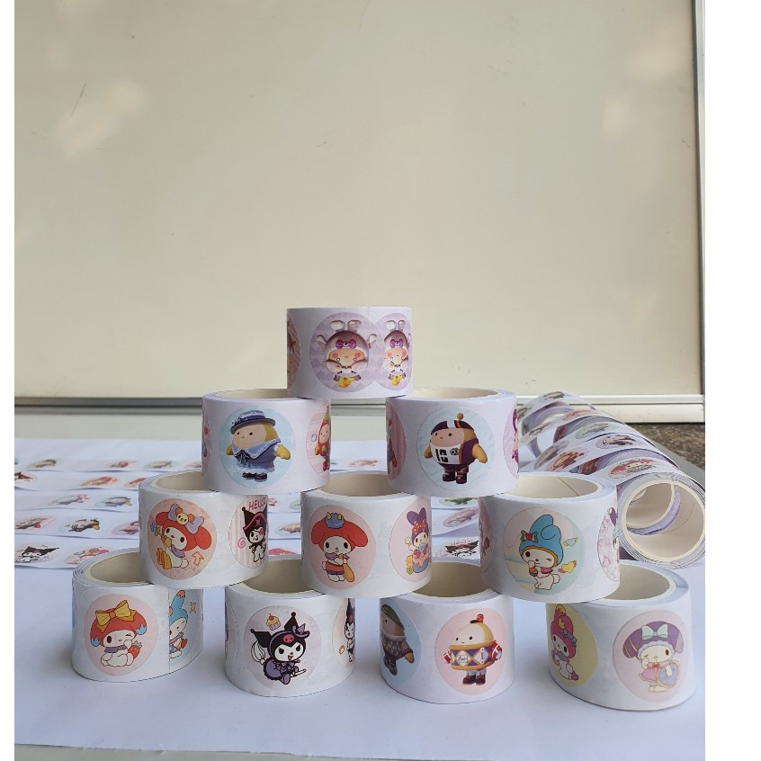 Sticker cuộn 500 hình dán cute dễ thương đẹp giá rẻ, sticker trang trí dán sổ khen thưởng học sinh