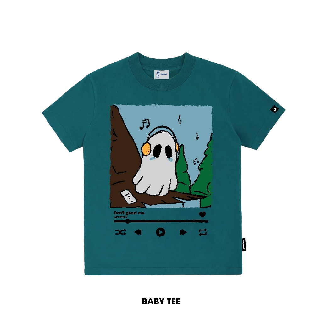 Áo thun local brand GHOST TRICK - DON'T GHOST ME BABY TEE màu kem & xanh vải dày 250gsm - Hàng chính hãng