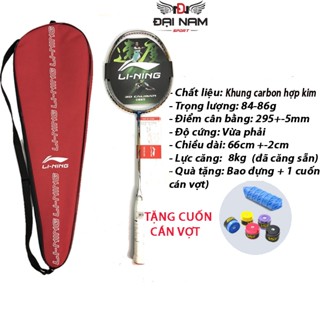 Vợt Cầu Lông Lining Khung Carbon Pha Crom Siêu Bền (Căng Sẵn 8kg) + Tặng Bao Đựng Vợt Và Cuốn Cán