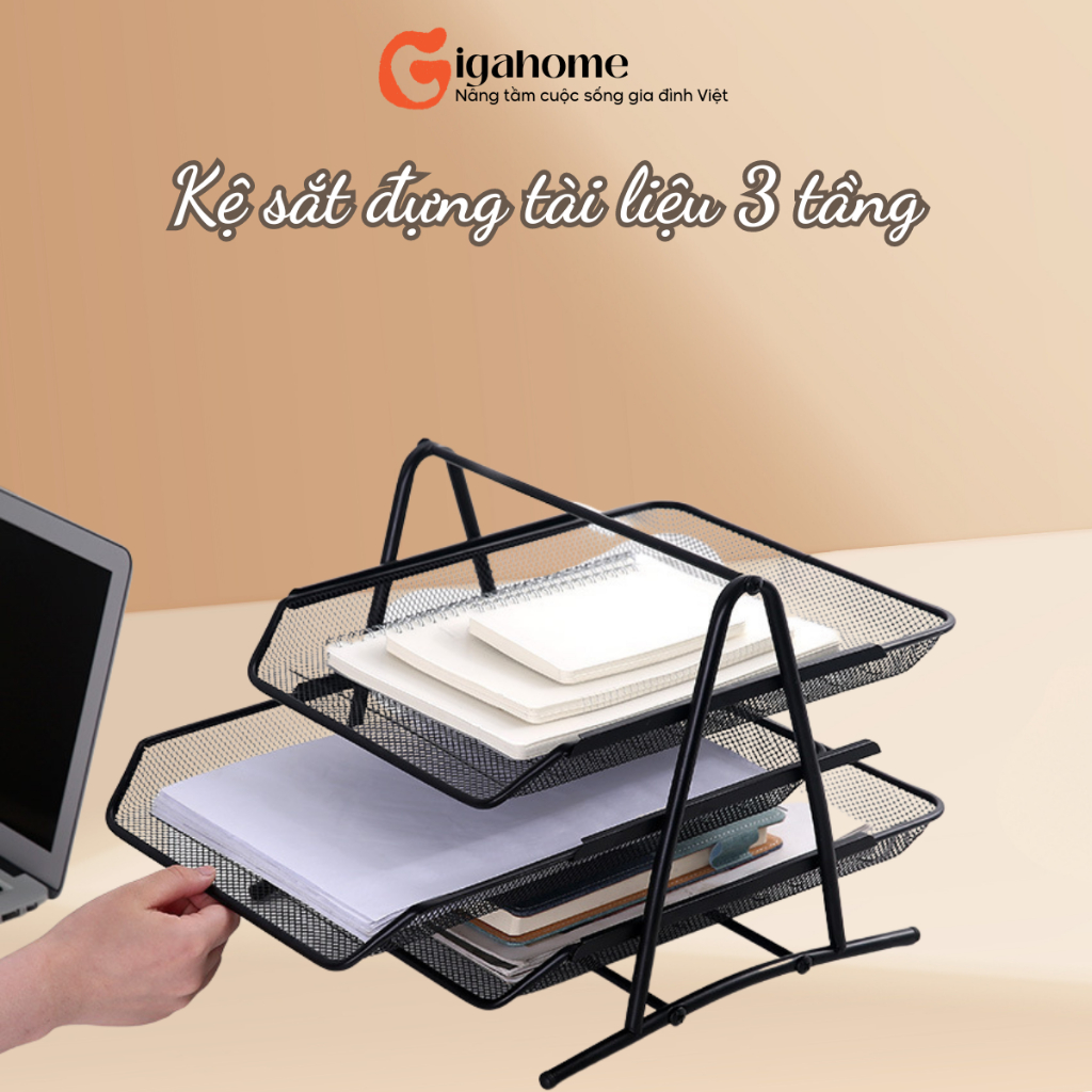 Kệ Sắt Đựng Tài Liệu, Hồ Sơ Văn Phòng GIGAHOME 3 Tầng Cao Cấp 9377