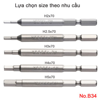 Mũi vặn vít B34 đầu lục giác, chuôi lục giác H =5 Vessel