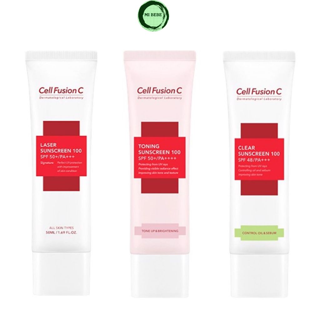 Kem Chống Nắng Cell Fusion C Suncreen Laser / Clear / Toning SPF50/PA++++ 50ml chống nắng nâng tone cho da dầu mụn