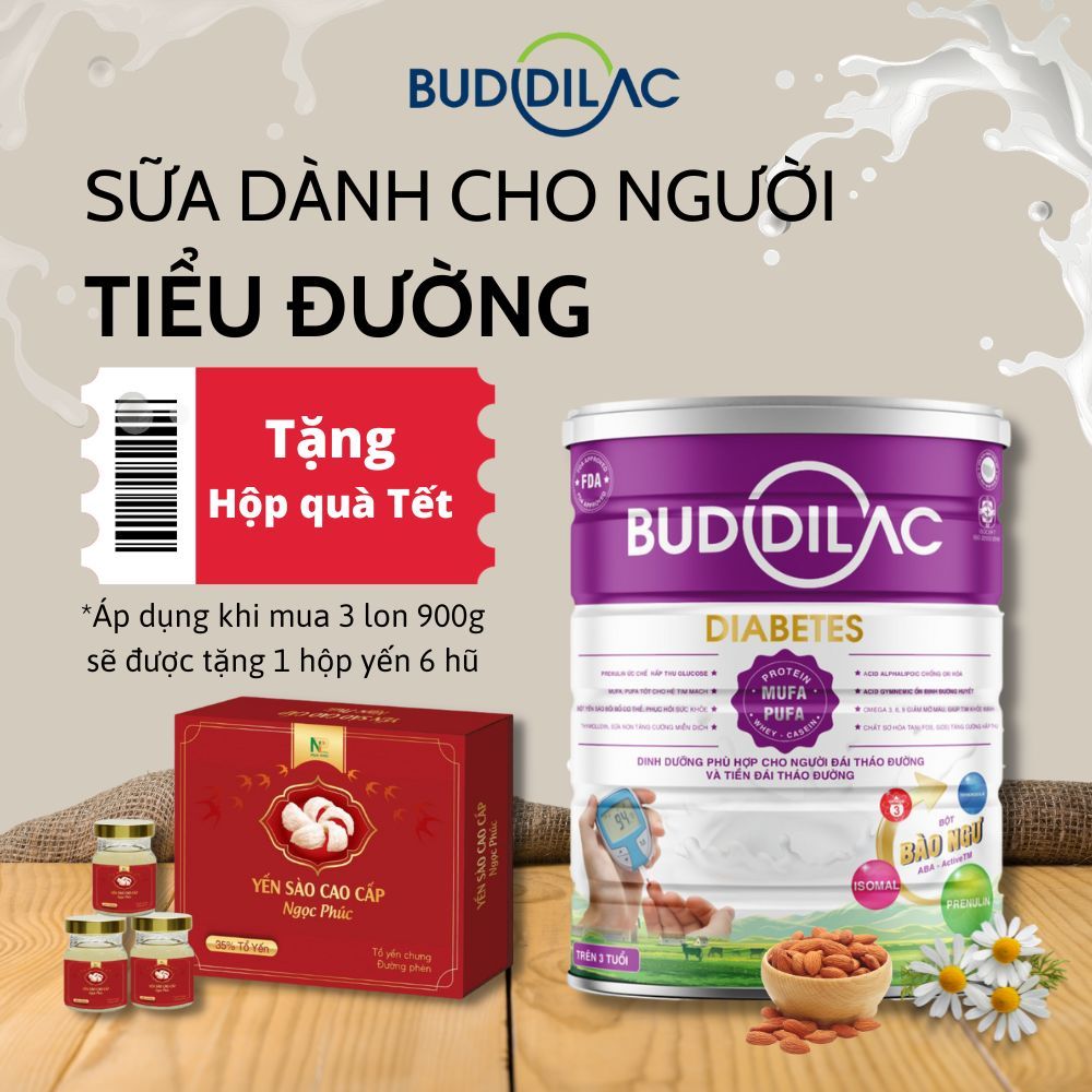 Sữa tiểu đường Buddilac Diabetes - Giúp Ổn Định Đường Huyết, Ngăn Ngừa Biến Chứng Cho Người Tiểu Đường - Lon 900g