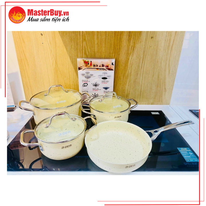 Bộ nồi chảo ĐÁY TỪ, Chống dính CERAMIC 18-20-24-24cm