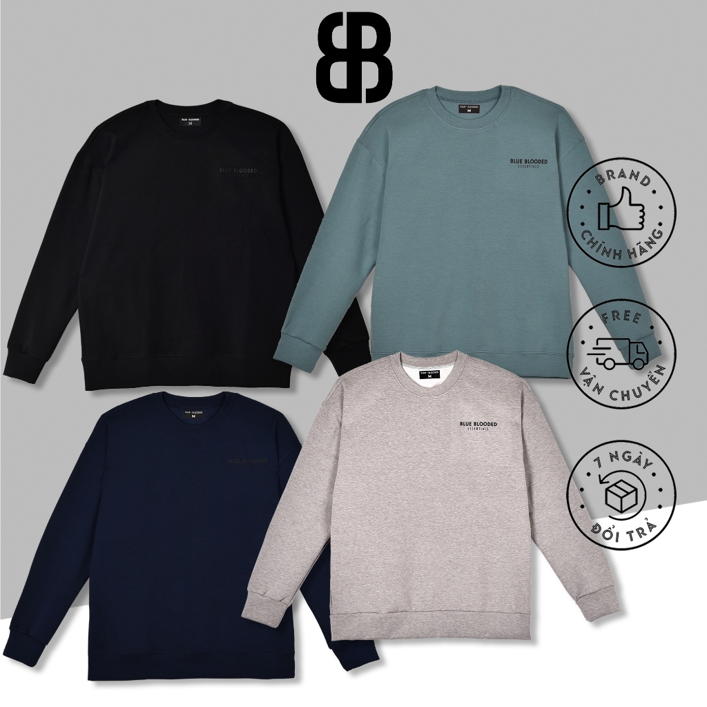 Áo sweater nỉ form rộng Unisex nam nữ kiểu Essentials dáng Basic Local brand Blue Blooded