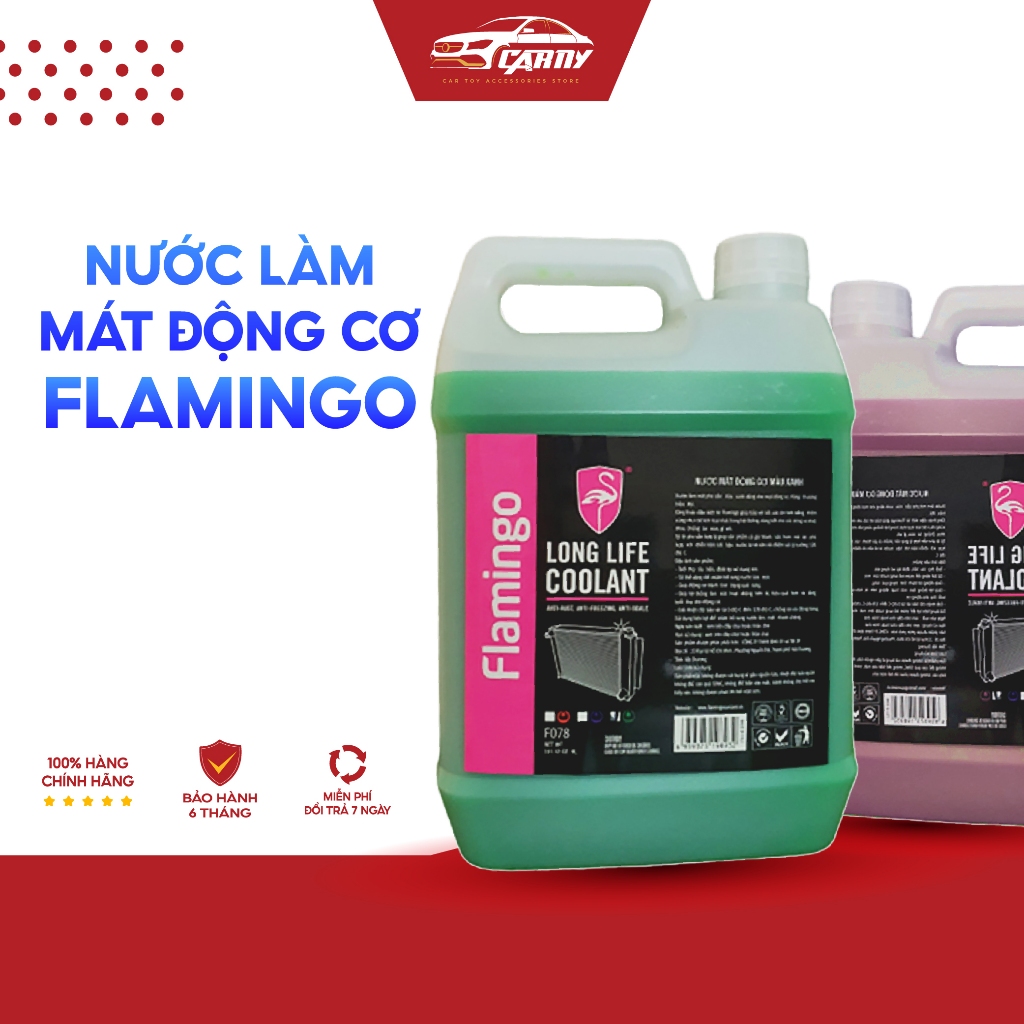 Nước làm mát động cơ ô tô, xe hơi chuyên dụng màu Xanh/Đỏ Flamingo F078 5 lít - giảm tiêu hao nhiên liệu, vận hành tốt