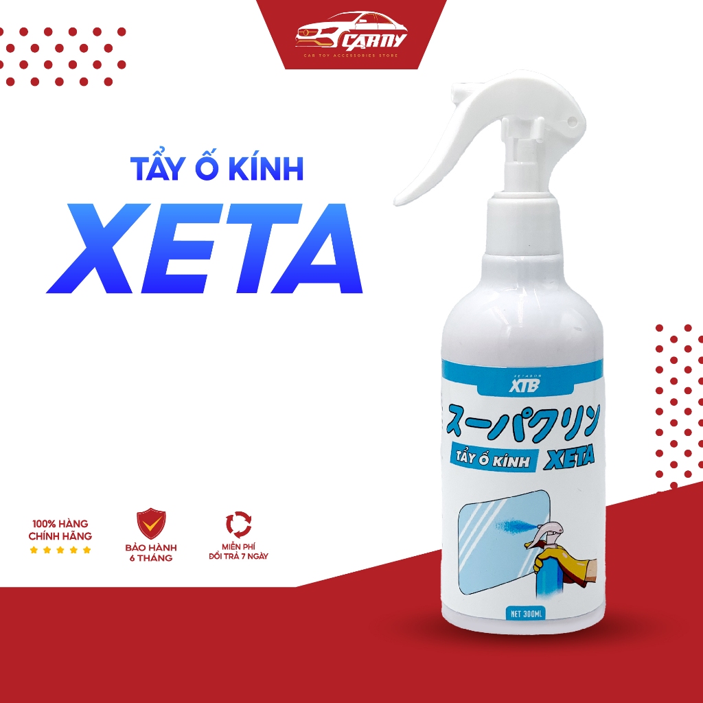 Tẩy ố kính ô tô phủ nano XETA dung tích 300ml phiên bản mới 2023 làm sạch an toàn cho kính xe, tẩy ố, mốc cặn canxi