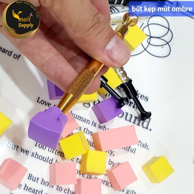Bút kẹp mút ombre, mút ombre, mút tam giác