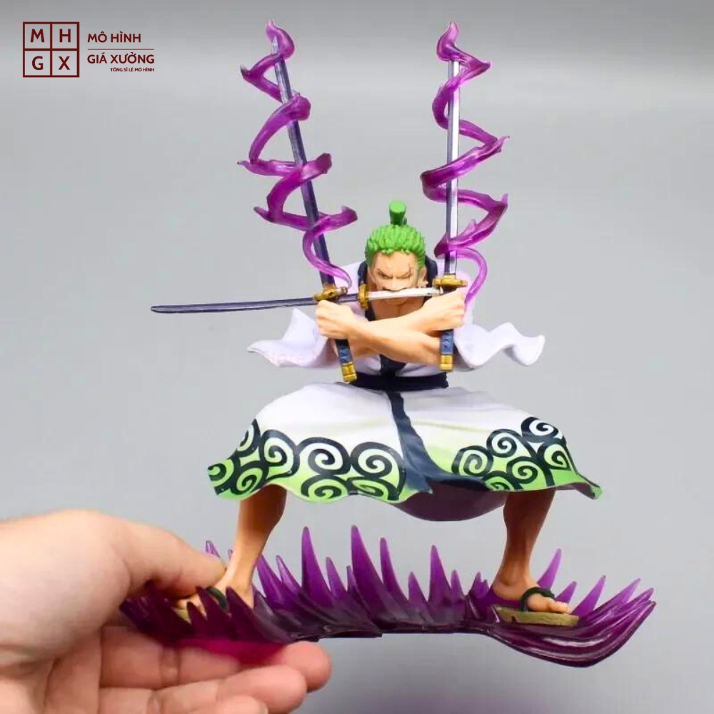 Mô Hình OnePiece Zoro wano Tam kiếm - Cao 18cm - nặng 270Gram - Phụ kiện : Đế + 3 Kiếm + 2 Haki - Figure OnePiece