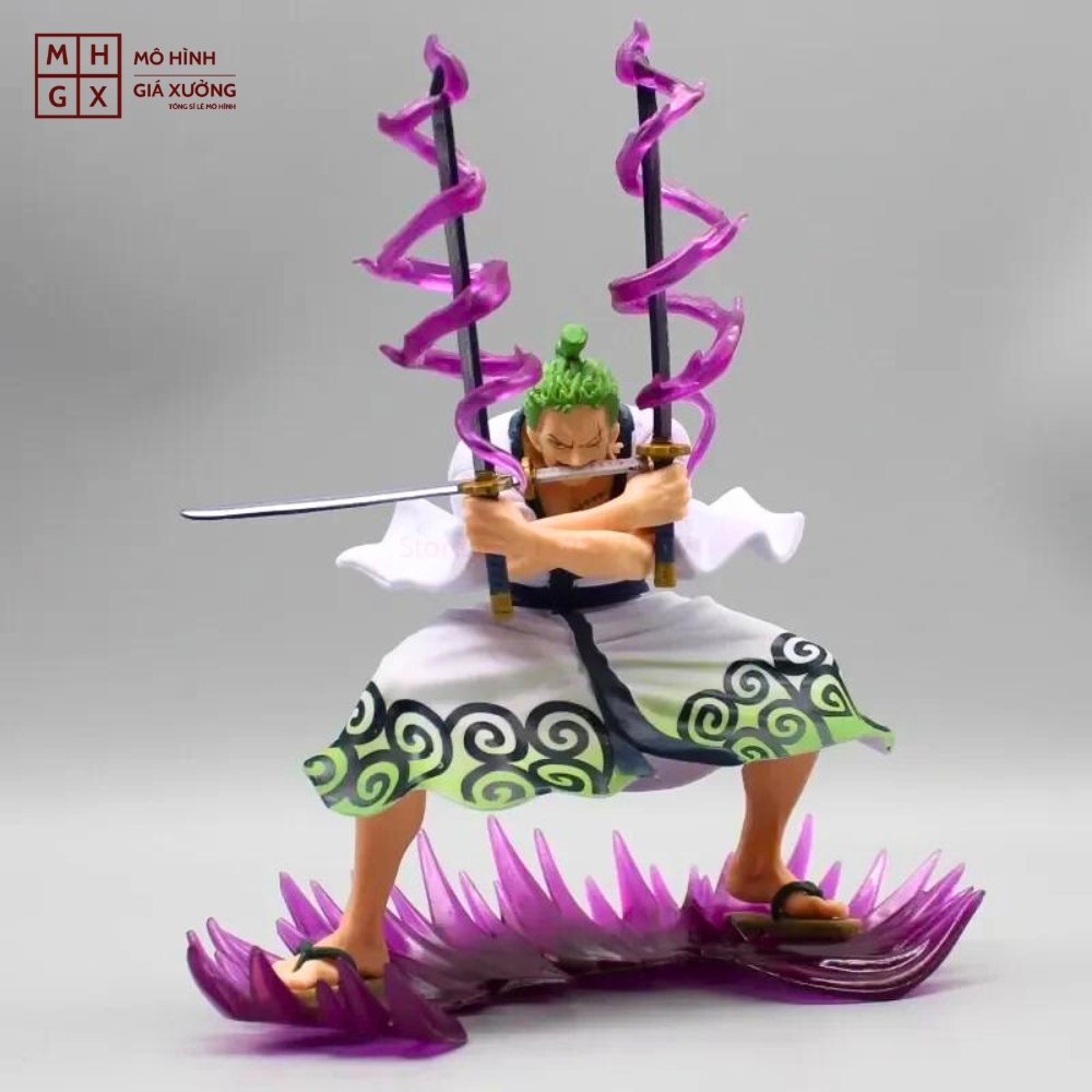 Mô Hình OnePiece Zoro wano Tam kiếm - Cao 18cm - nặng 270Gram - Phụ kiện : Đế + 3 Kiếm + 2 Haki - Figure OnePiece
