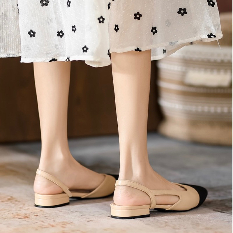 Dép sandal nữ bít mũi đế bệt quai cài hàng cao cấp phong cách tiểu thư nhẹ nhàng