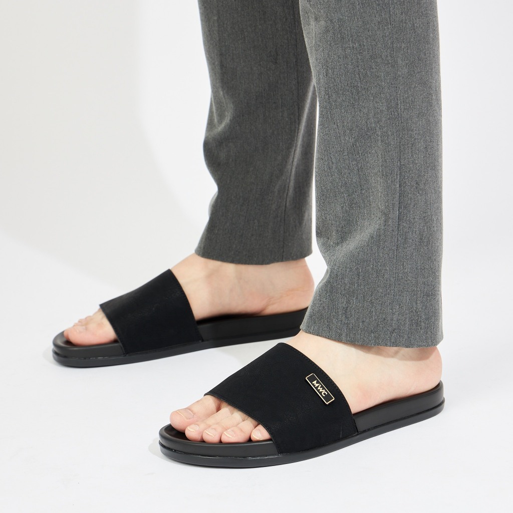 Dép Nam MWC 7829 - Dép Nam Chất Liệu Da Trơn Phối Khoá Kim Loại Basic