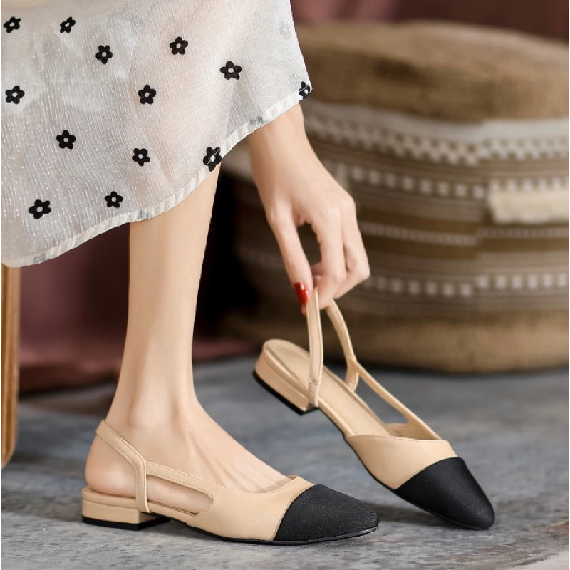 Dép sandal nữ bít mũi đế bệt quai cài hàng cao cấp phong cách tiểu thư nhẹ nhàng