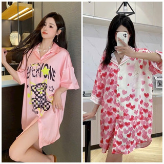 Váy sơmi lụa mịn Quảng Châu cao cấp tim-gấu