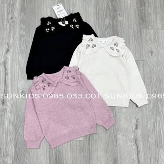 Áo len cổ sen thêu hoa xuất dư
