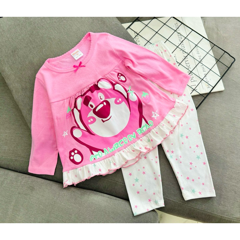 Đồ bộ bozip babydoll dài tay bé gái thun cotton xuất dư HOẠT HÌNH