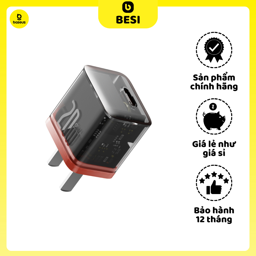 Cốc sạc Baseus GaN5 Fast Charger  1C 20W CN Amber
