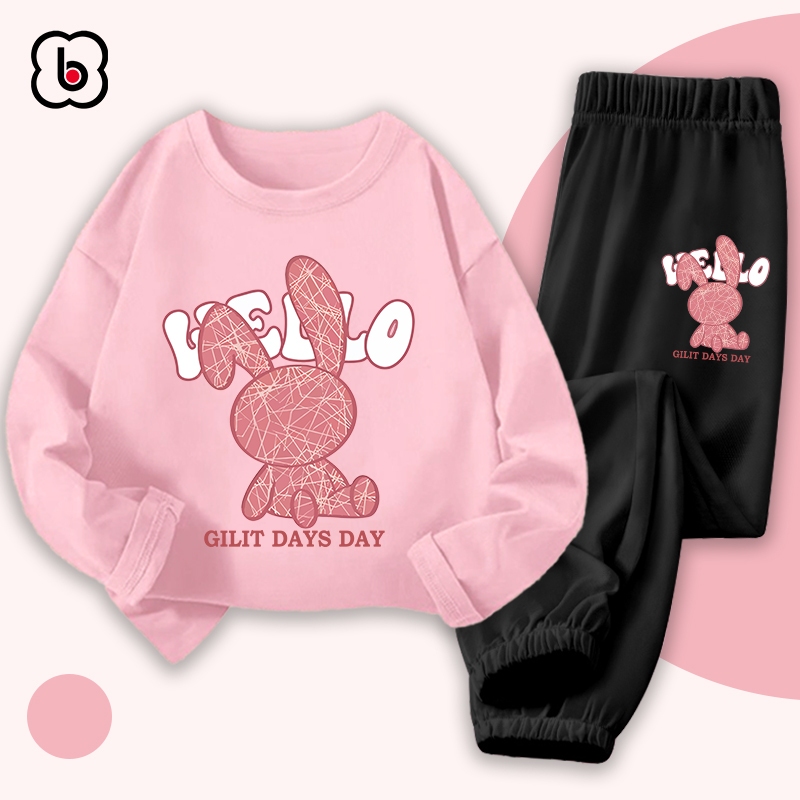 Bộ thu đông dài tay cho bé gái BabyloveGO 2024 đồ bộ cho bé chất thun cotton mềm mịn thoáng mát BDRB62